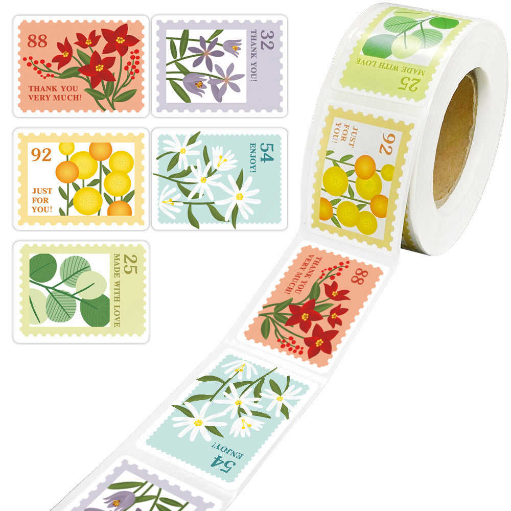 Craspire 5 Patterns Paper Self-Adhesive Label Stickers Rolls for Gift Tags and Party Decorations