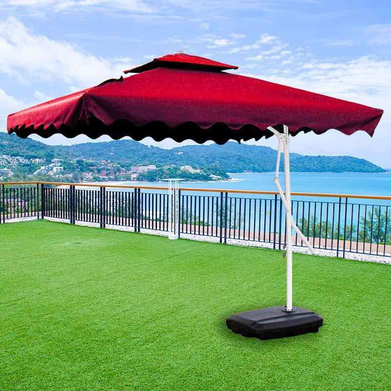 2.2m Outdoor Sunshade Side Umbrella - Large Garden Banana Umbrella in Khaki