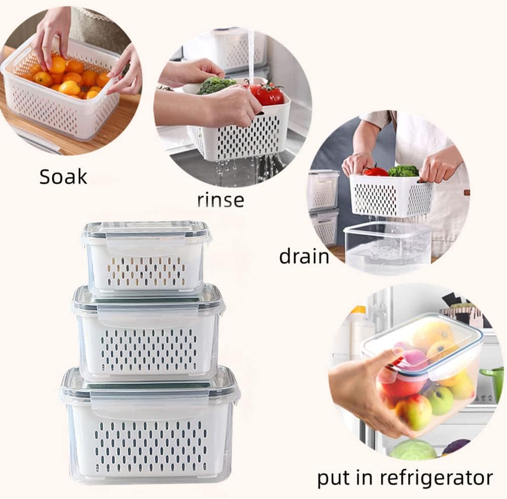 CoopBenPT Airtight Food Storage Containers for Fridge - 3 Pack, BPA-Free, Leak Proof