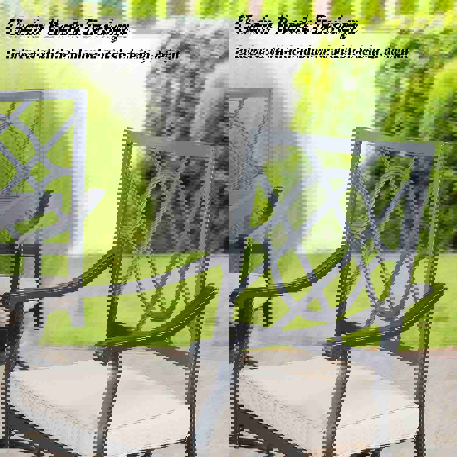 5-Piece Outdoor Patio Bar Set with Swivel Stools and Beige Cushions