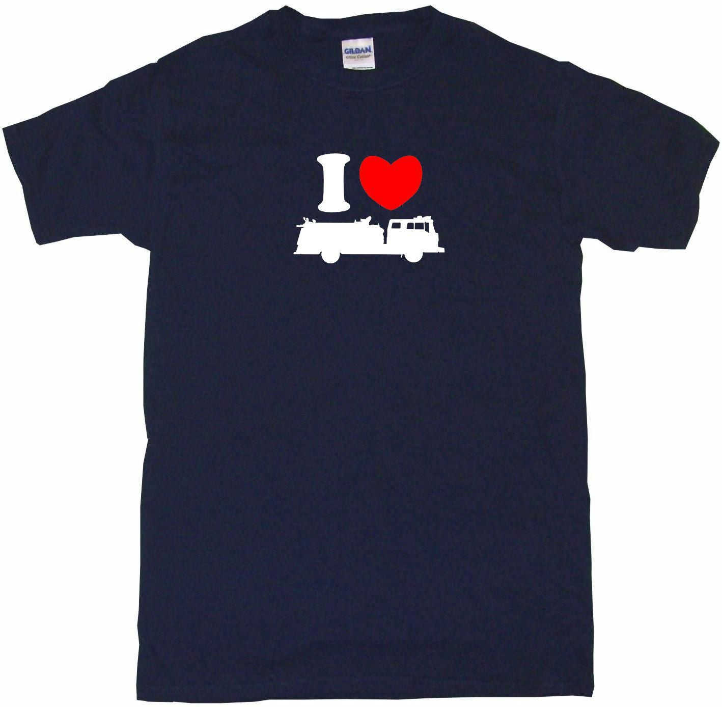 I Heart Love Fire Truck Silhouette Tee Shirt OR Hoodie Sweat
