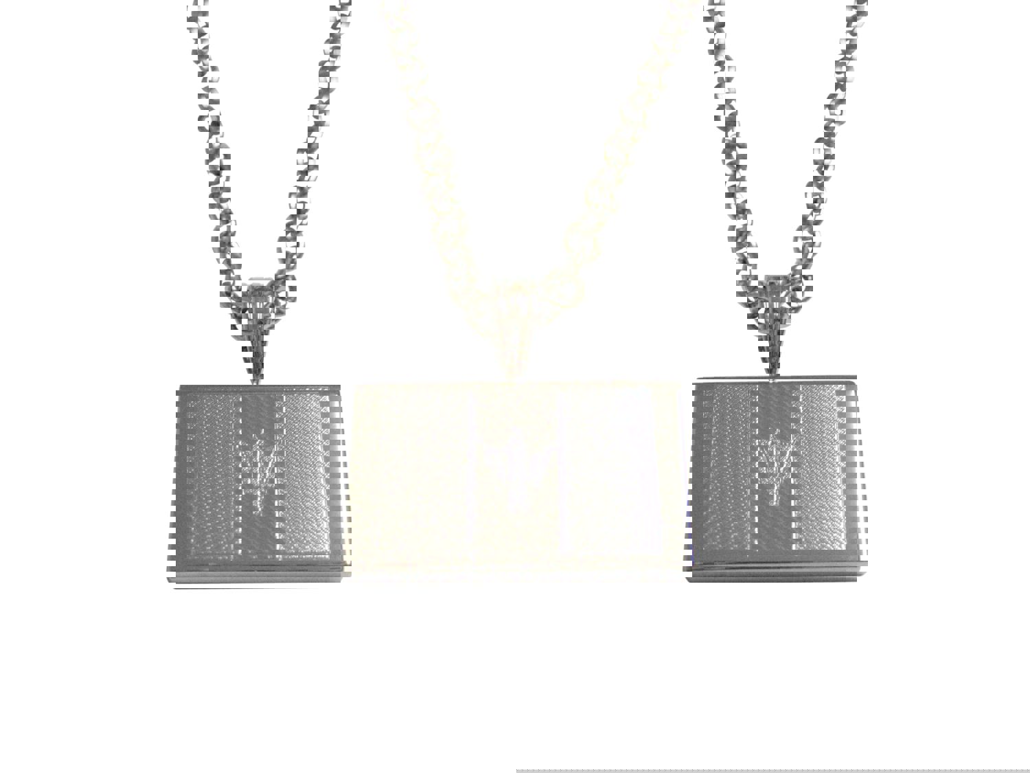 Silver Toned Etched Barbados Flag Pendant Necklace by Kiola Designs