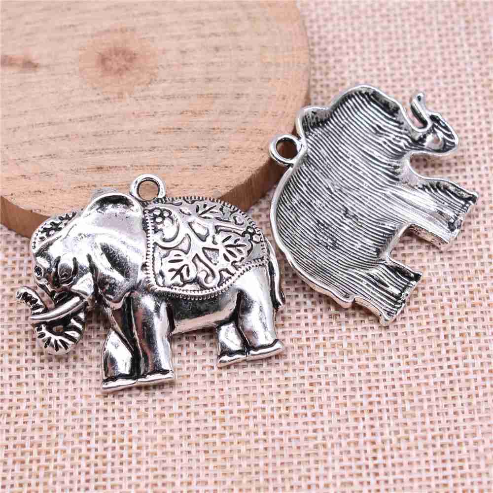 WYSIWYG 5pcs Elephant Charms for DIY Jewelry Making - Antique Silver Alloy Pendants