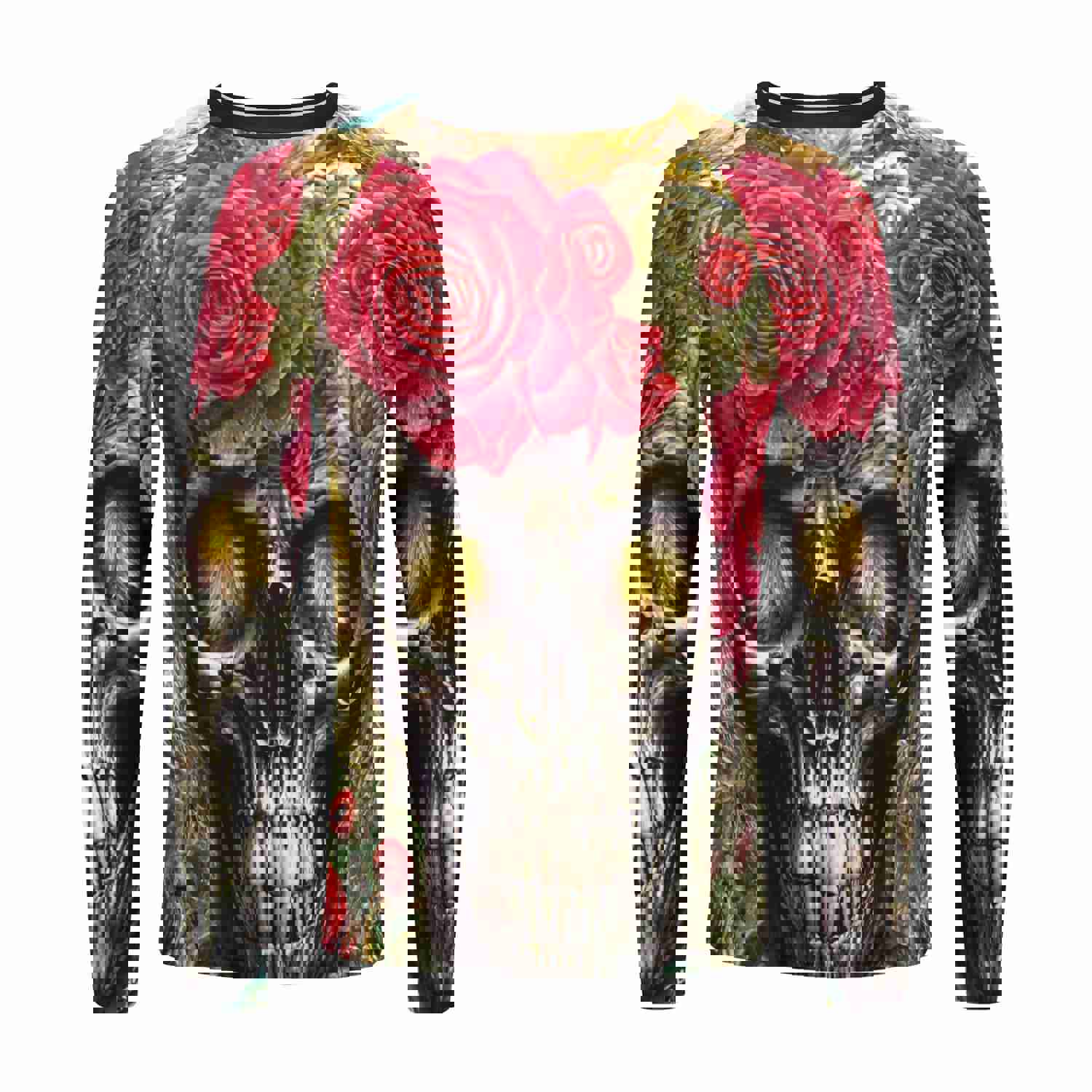 Skull Red Roses Swim Shirt for Outdoor Water Activities