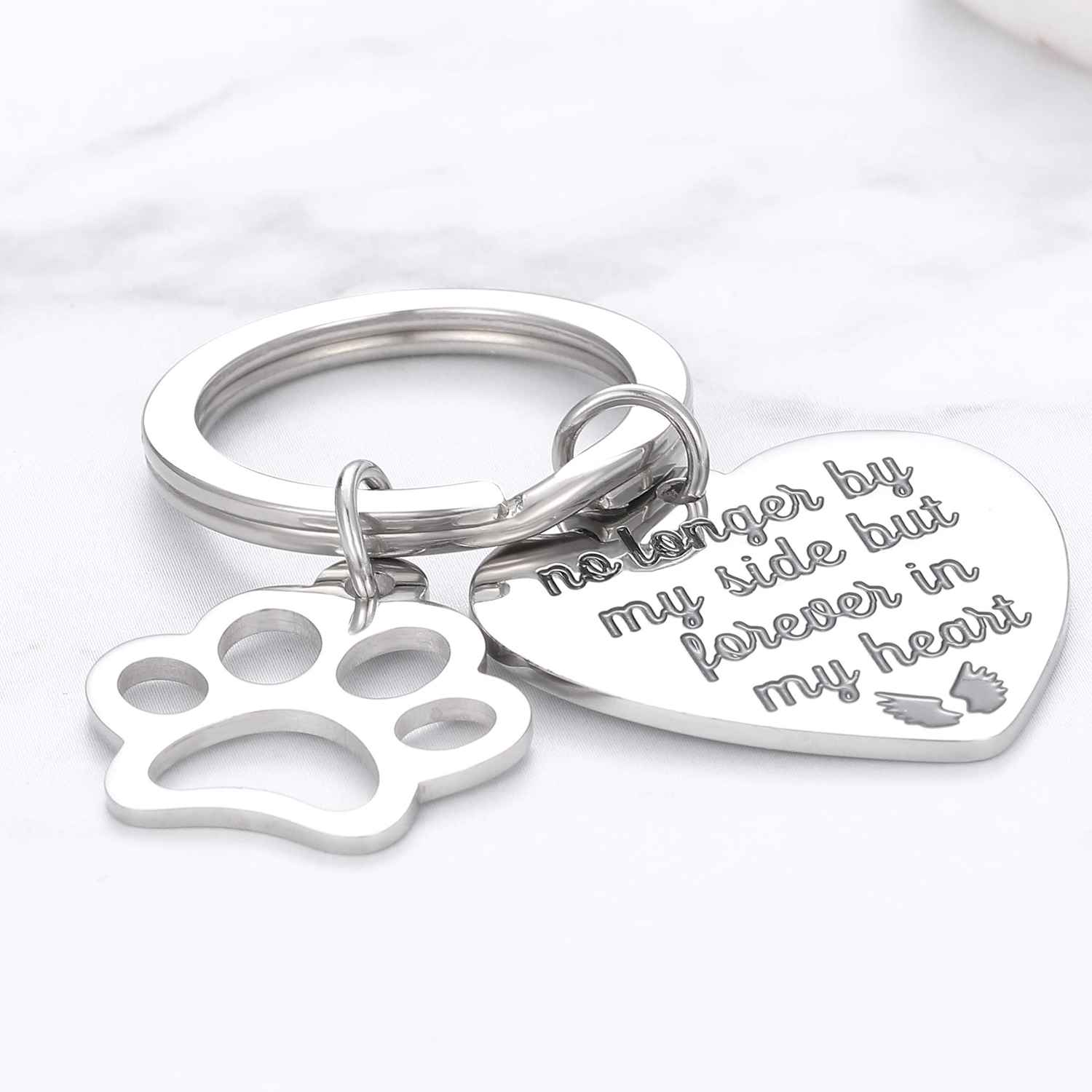 Pet Memorial Keychain for Loss of Dog Cat - Forever in My Heart Sympathy Gift