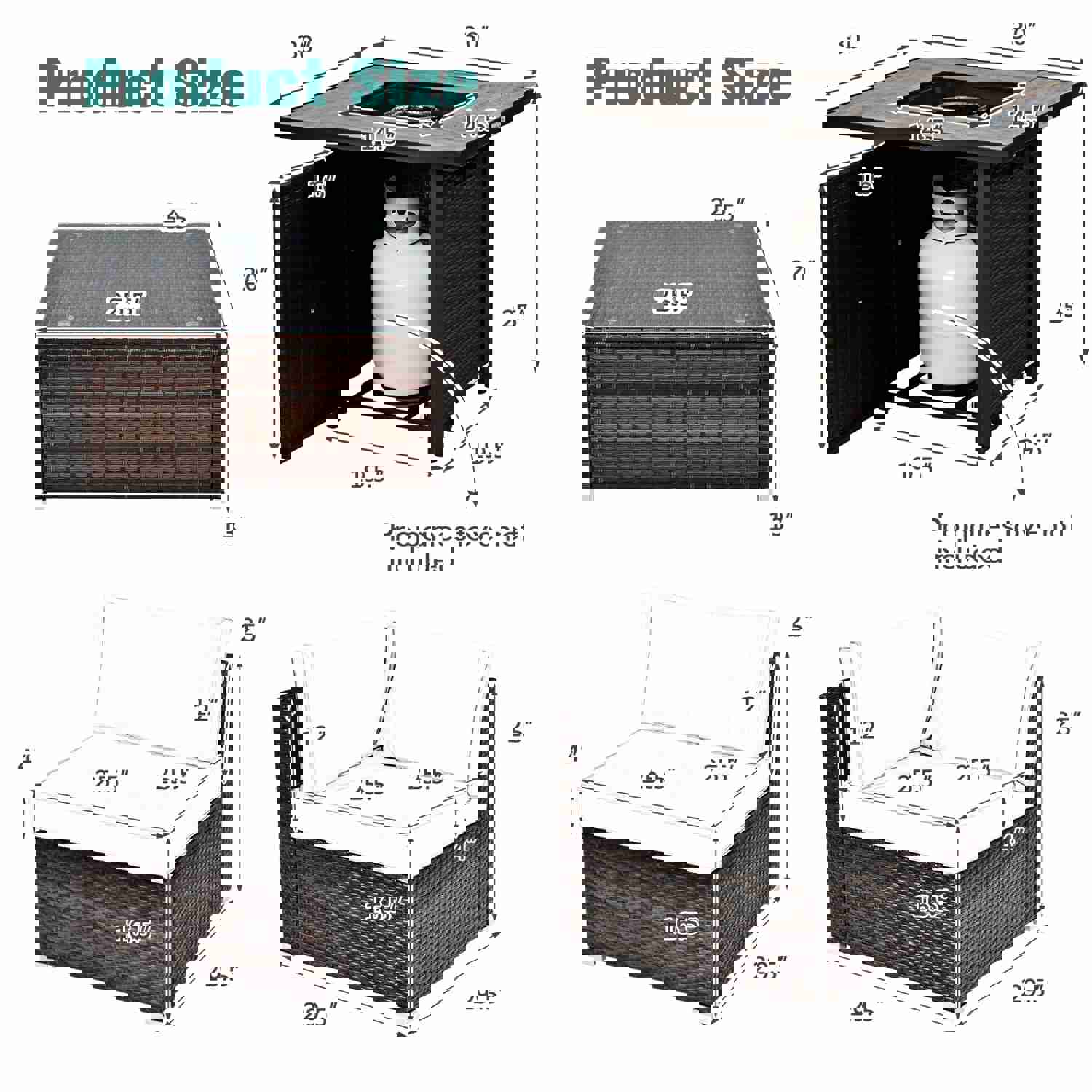 Tangkula 7 Piece Patio Furniture Set with Fire Pit Table, 30 Inches 50,000 BTU Propane Fire Pit Table
