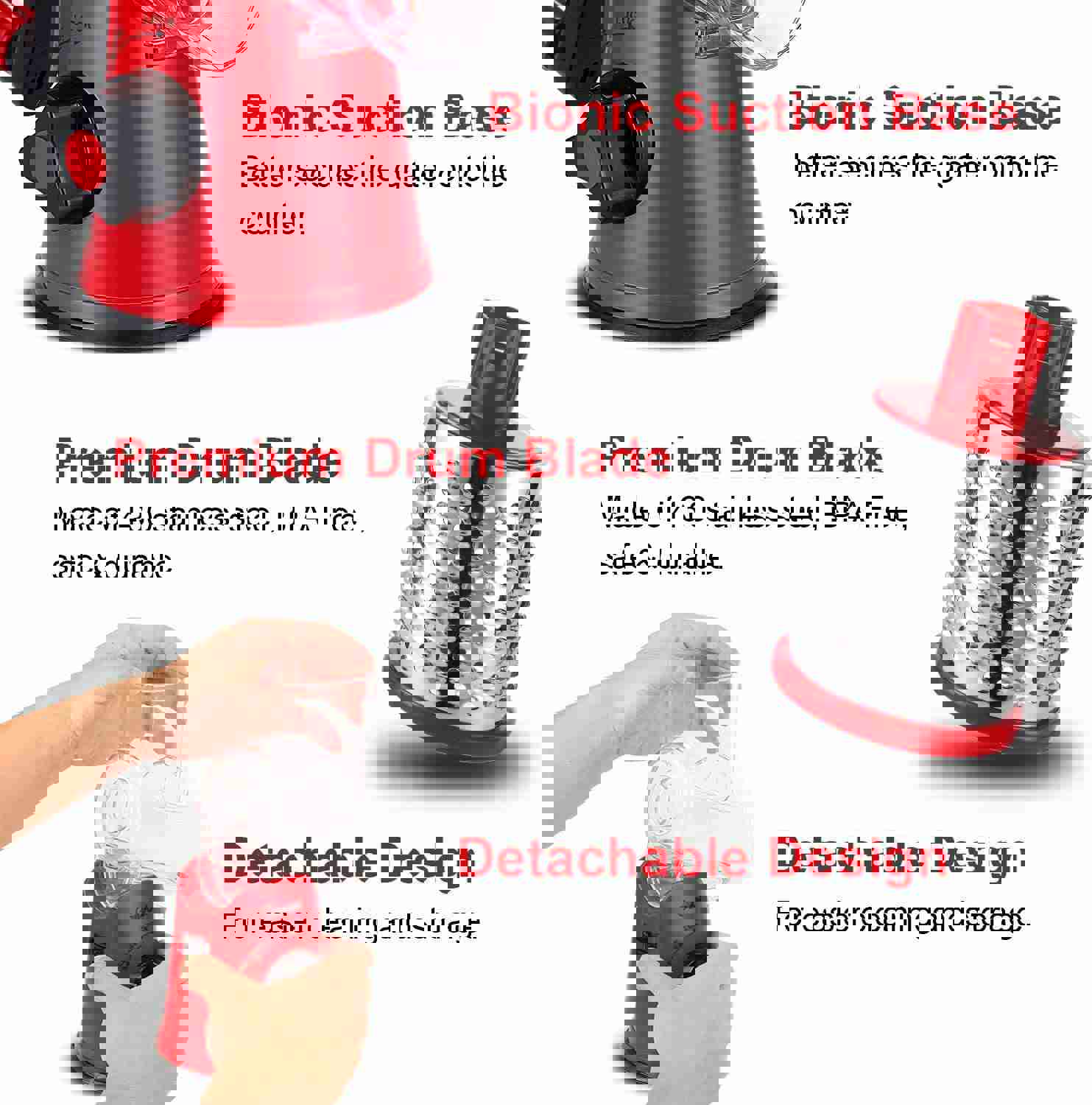 Rotary Cheese Grater with 3 Interchangeable Blades - Kitchen Mandoline Slicer for Fruits, Vegetables, and Nuts