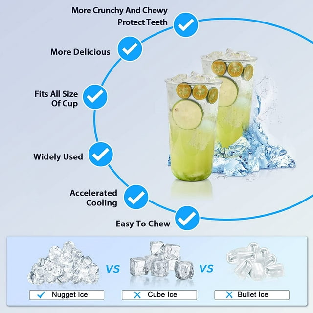 KISSAIR Countertop Ice Maker with Soft Chewable Ice, 34Lbs/24H, Pebble Portable Ice Machine with Ice Scoop, Self-Cleaning, One-Click Operation, for Kitchen, Office, White