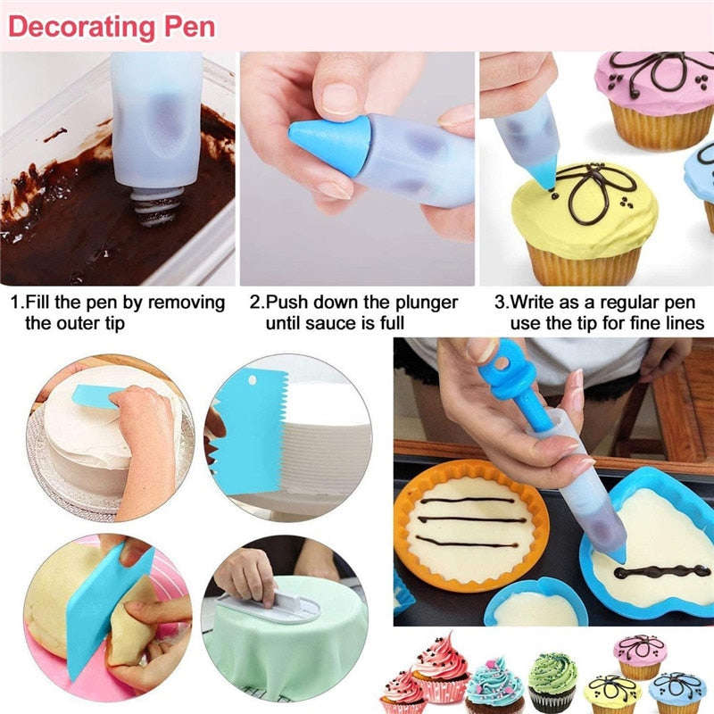 219 Piece Cake Decorating Tools Set with Stainless Steel Turntable and Accessories