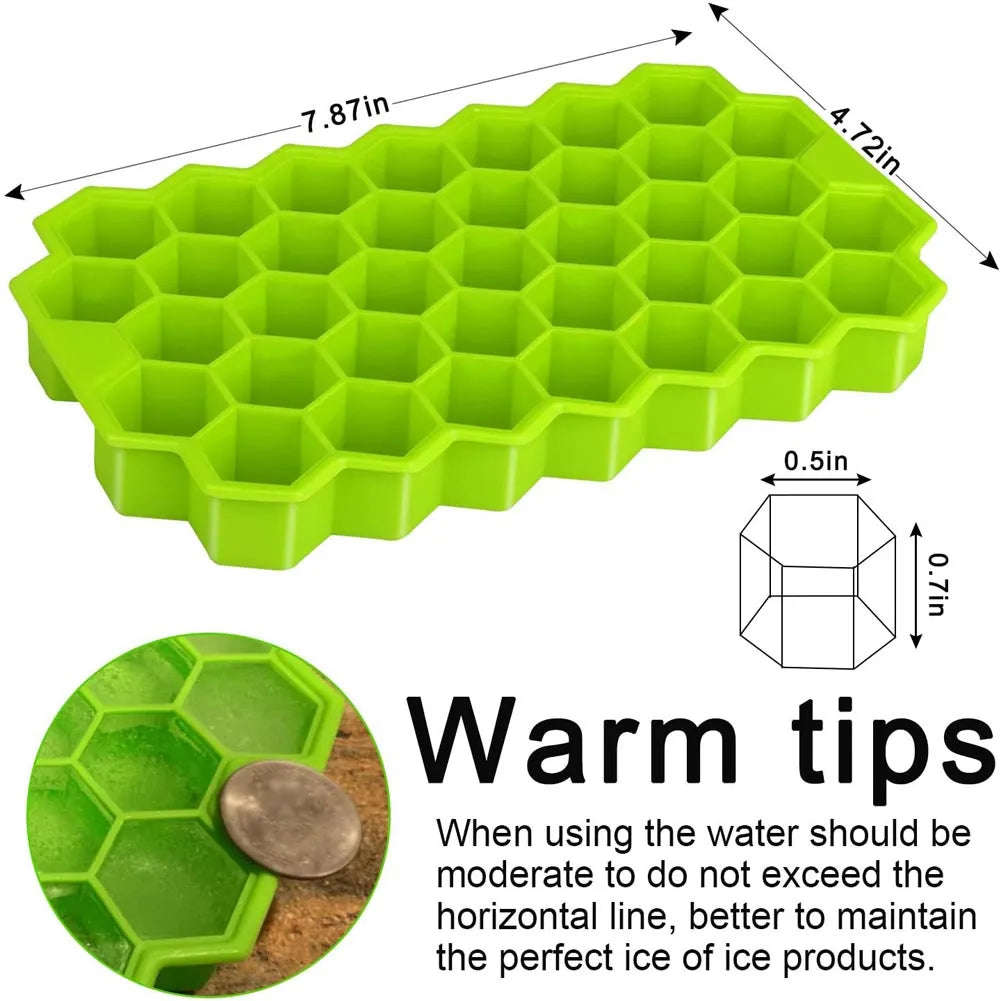 Honeycomb Ice Cube Trays Reusable Silicone Mold BPA Free with Removable Lids