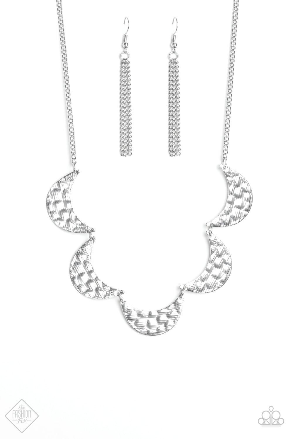 Paparazzi Lunar Lights - Silver Necklace & Earrings Set