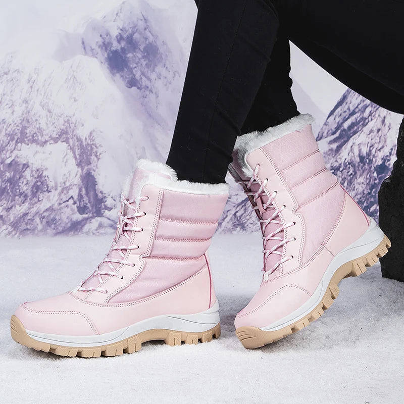 Women's Snow Boots Winter Plush Warm Waterproof Anti-Slip Hiking Shoes