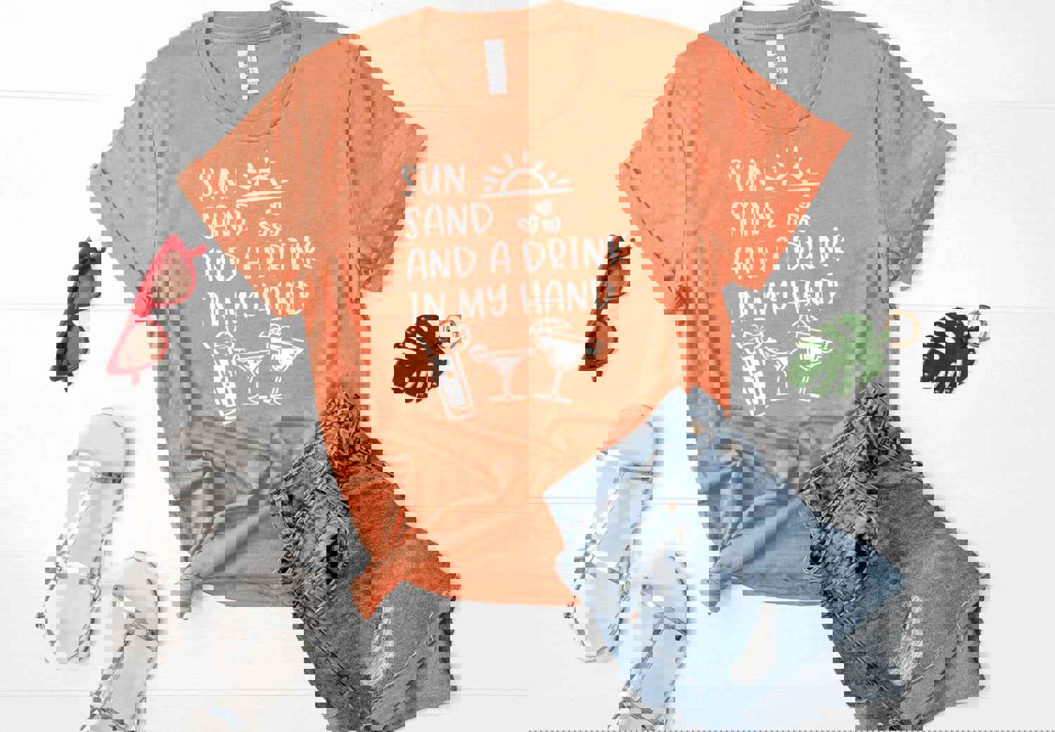 Sun Sand and a Drink in My Hand (Bella + Canvas) T-Shirt
