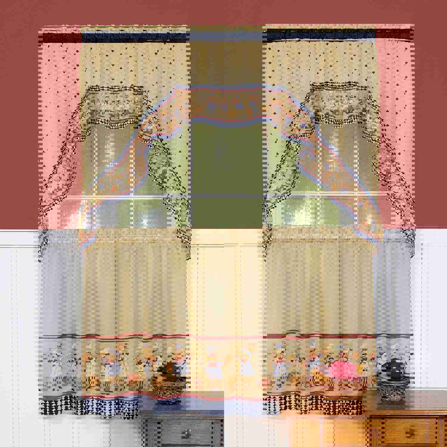 Cucina Tailored Tier and Swag Kitchen Curtain Set, 57x36 & 57x30 Inches