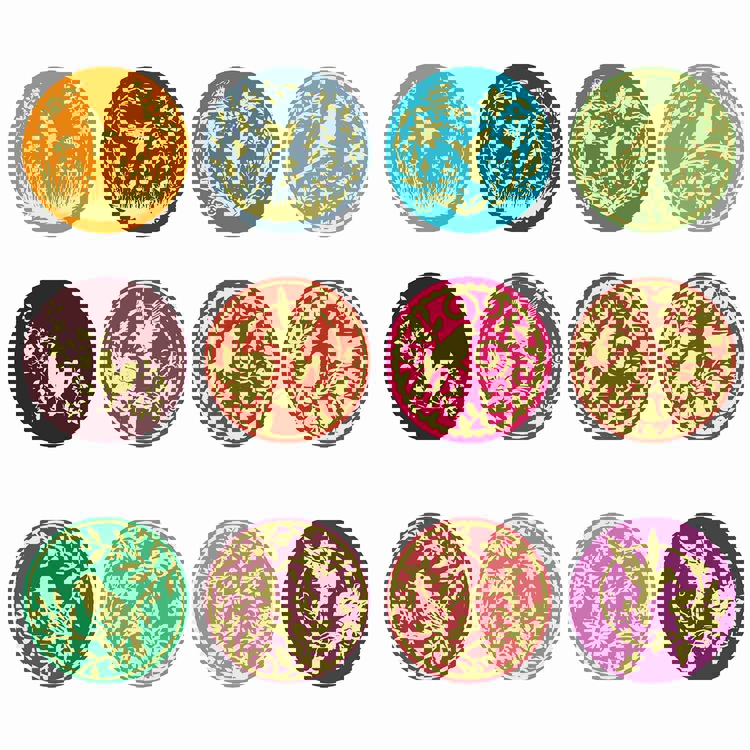 Craspire Paper Self Adhesive Gold Foil Embossed Stickers, Colorful Round Dot Decals for DIY Scrapbook, 12pcs/sheet, 10 sheets/set