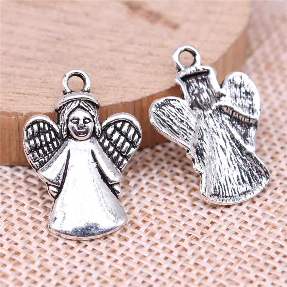 WYSIWYG 20pcs Antique Silver Angel Charms for DIY Jewelry Making