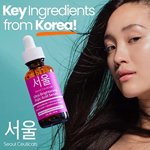 Korean Skin Care Kojic Acid Serum with Alpha Arbutin - Dark Spot Remover for Glowing Skin