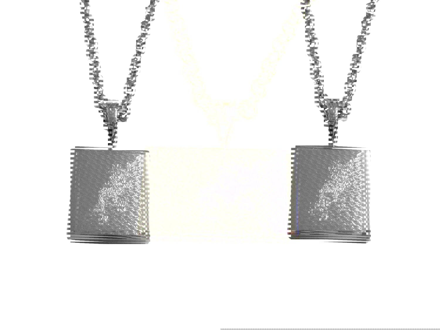 Silver Toned Etched Bhutan Flag Pendant Necklace