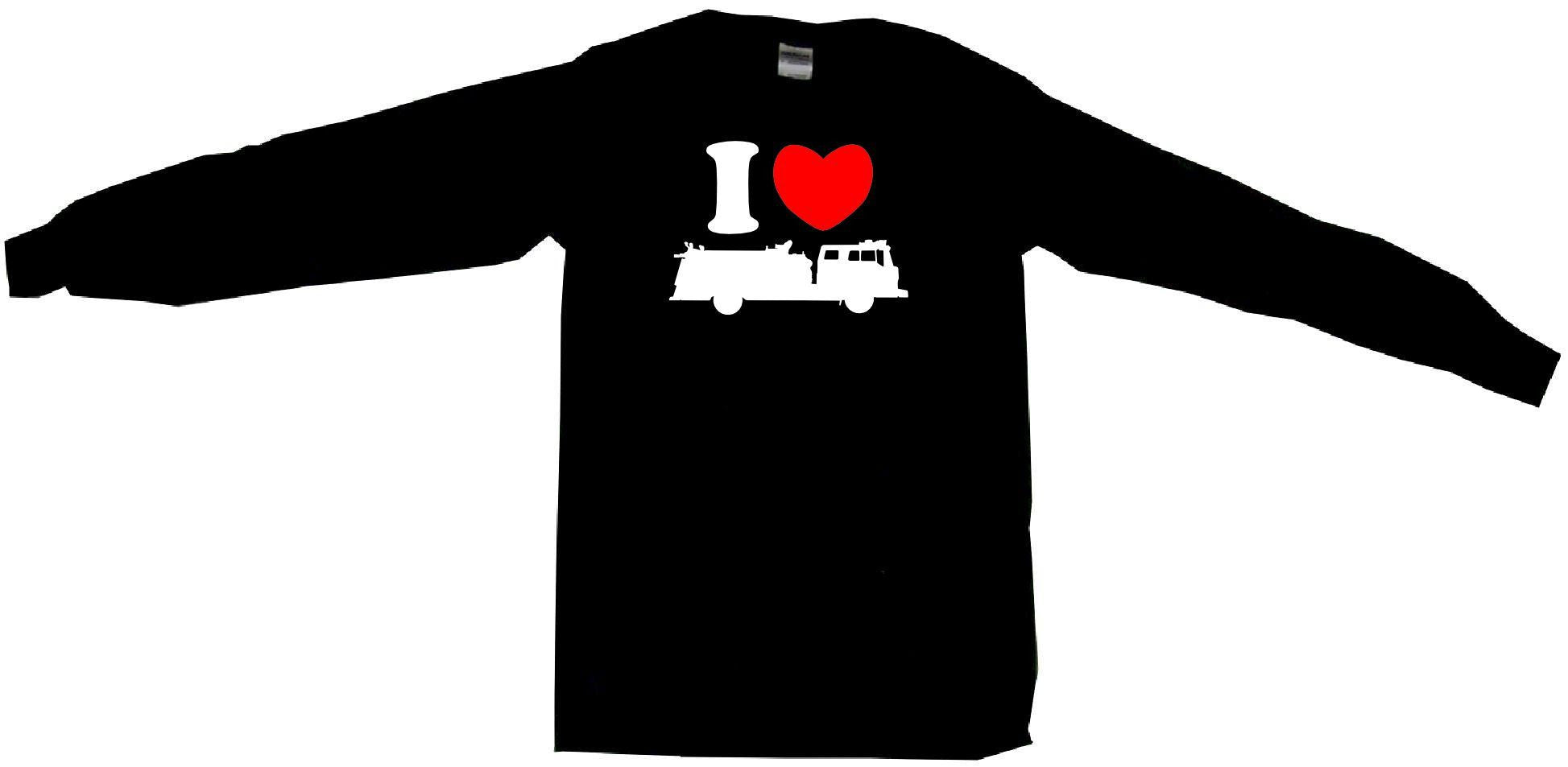 I Heart Love Fire Truck Silhouette Tee Shirt OR Hoodie Sweat