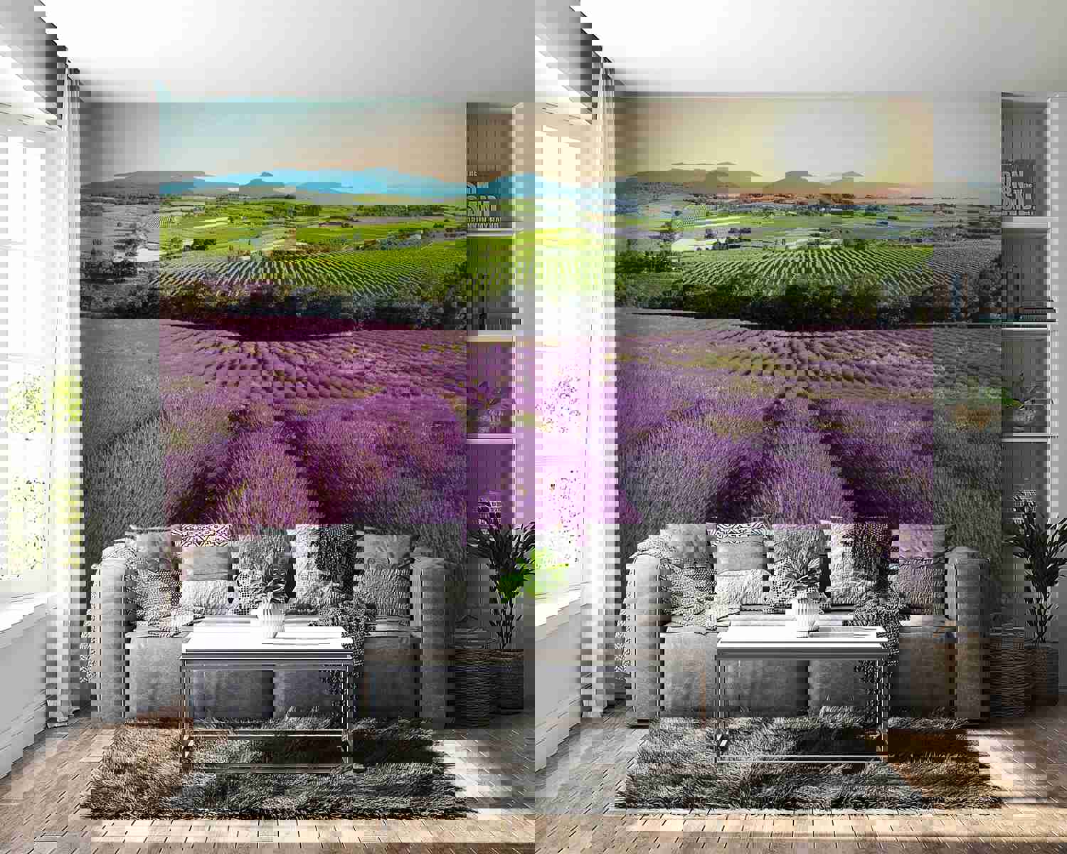 Peel & Stick Nature Wall Mural - Lavender Field - Removable Wall Decals