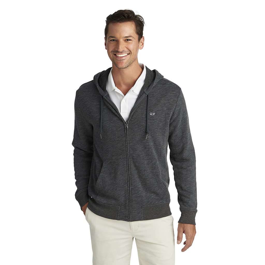 Full Zip Hoodie in Medium Heather Grey by Vineyard Vines