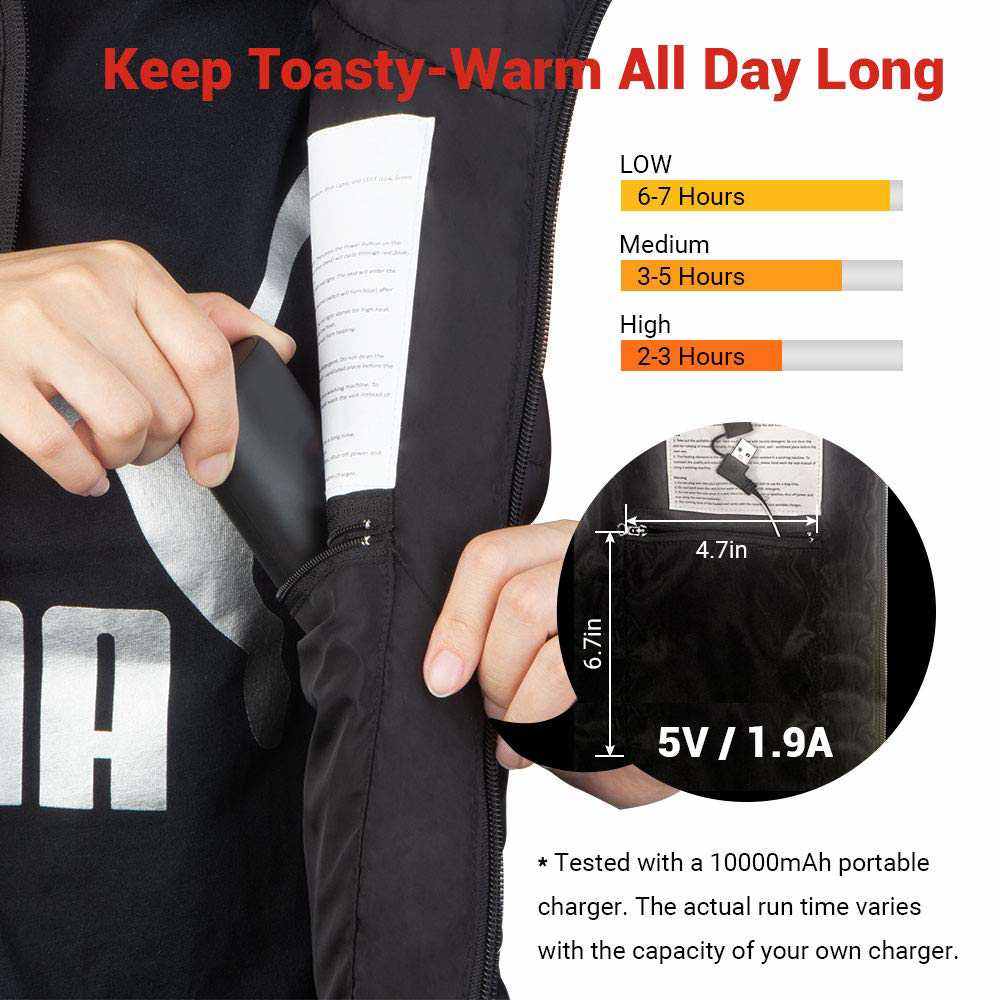 DEARCASE Lightweight USB Electric Heated Jacket for Men and Women