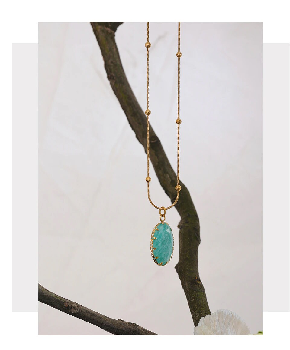 Aria Amazonite Necklace - Elegant Blue-Green Gemstone Pendant