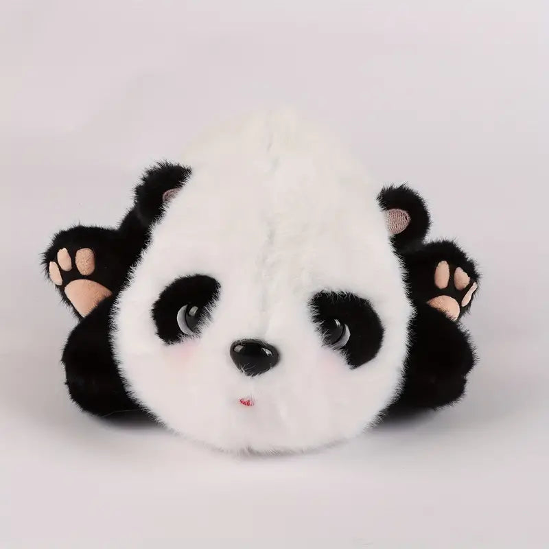 Furry Lying Panda Plush Doll - Soft & Cute Stuffed Animal Toy for Kids