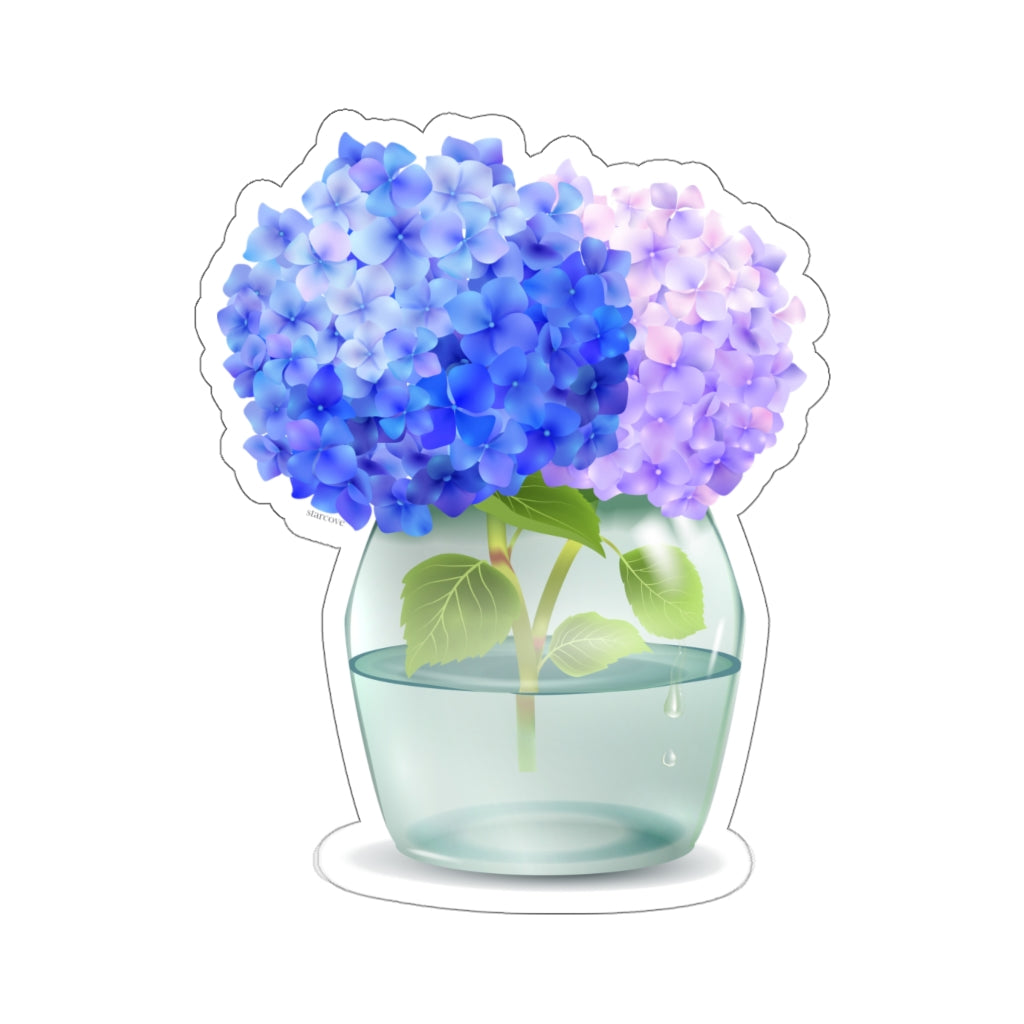 Hydrangea in Jar Sticker - Trendy Flower Decal for Laptop, Water Bottle, Tumbler, and Wall