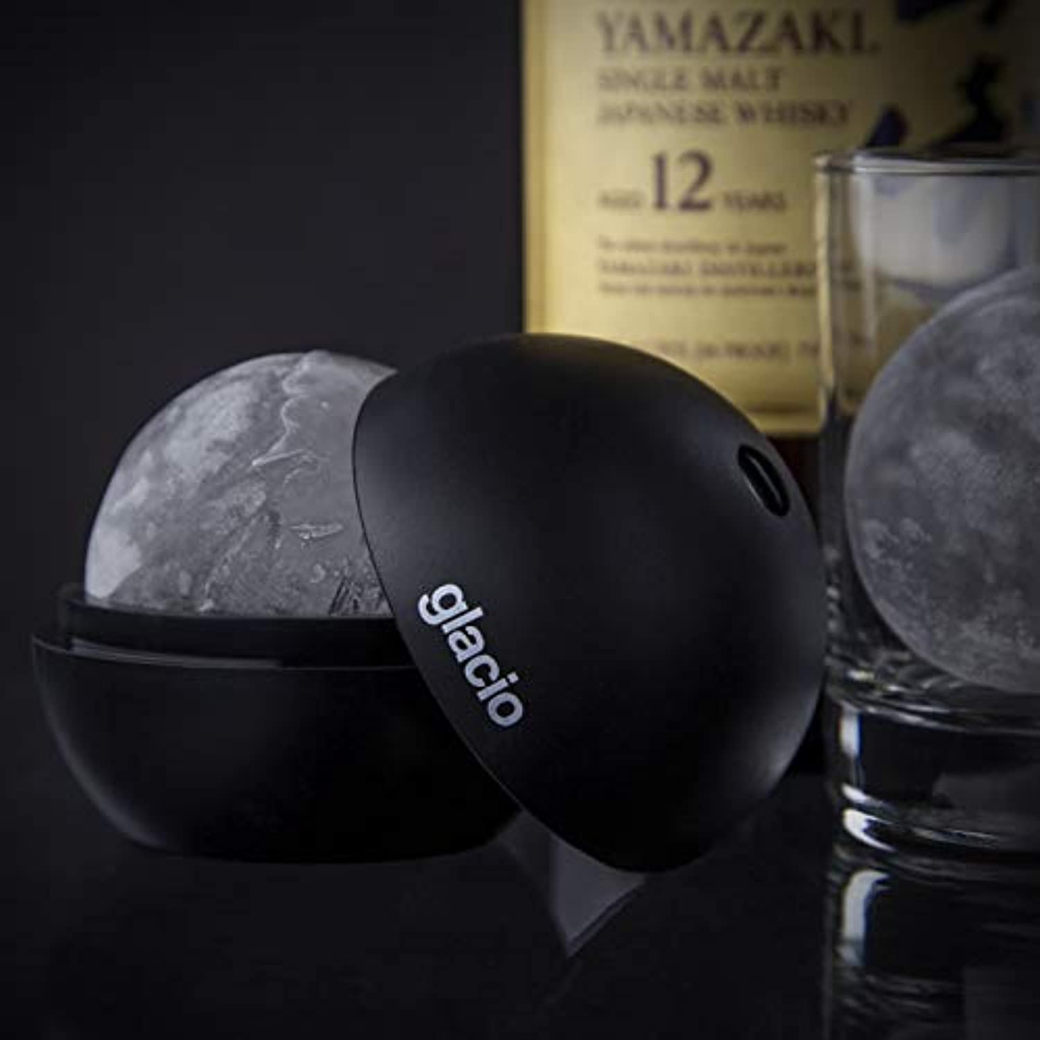 Glacio Round Ice Cube Molds - Whiskey Ice Sphere Maker - 2.5 Inch Ice Balls - 4 Pack