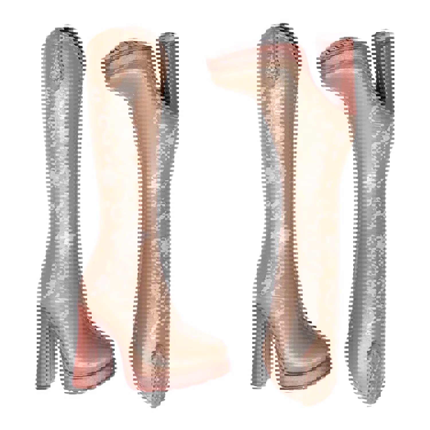 Mattel Barbie My Scene Doll Replacement Shoes - Tall Floral Taupe Mauve Boots