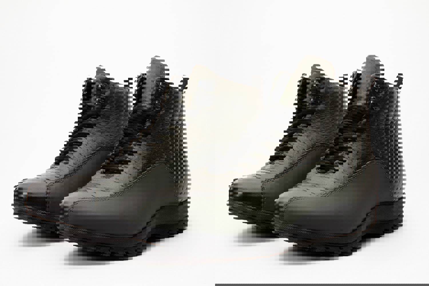 Merter Olive Green Leather Casual Lace-Up Men Boot