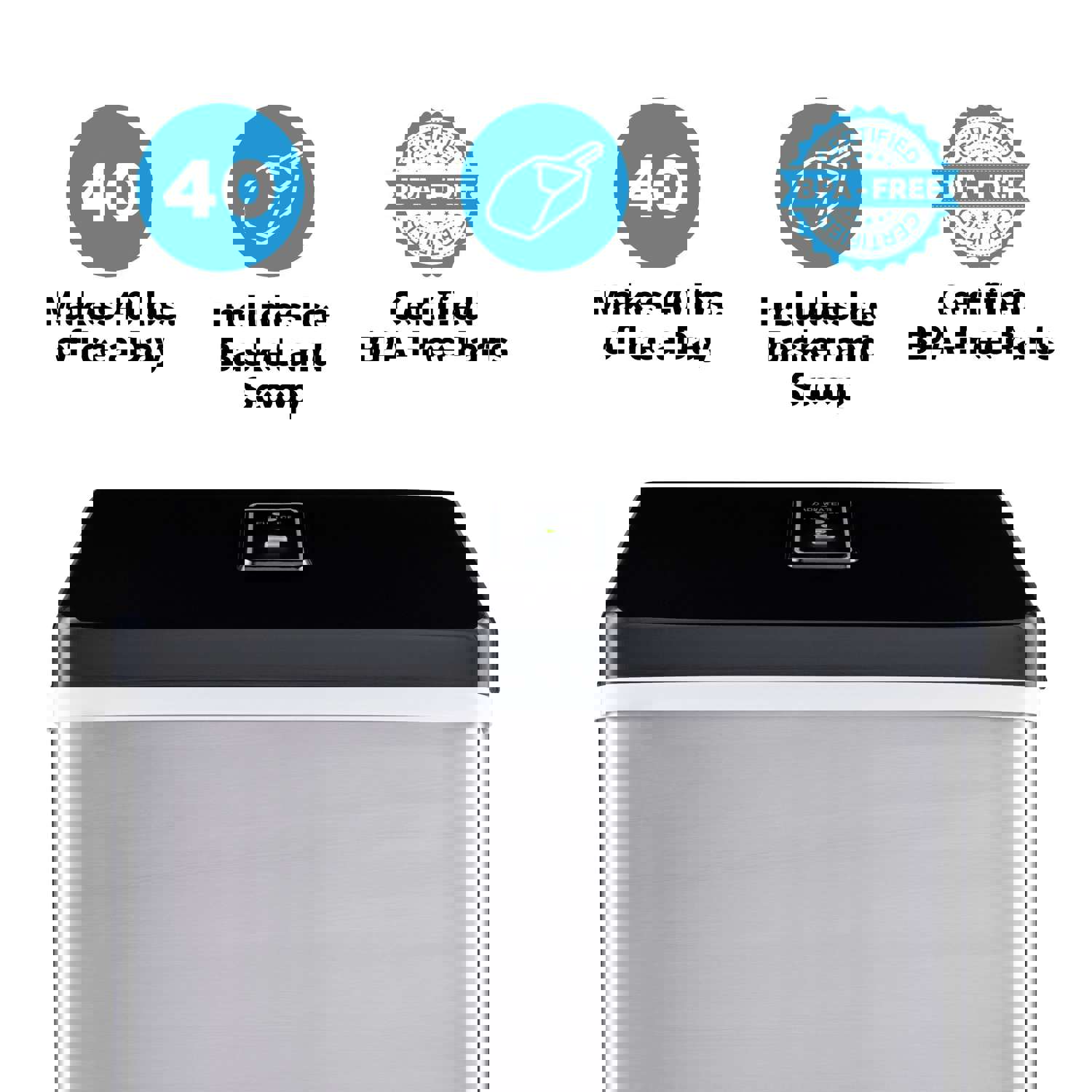 Newair Countertop Clear Ice Maker, 40 lbs. of Ice a Day with Easy to Clean BPA-Free Parts