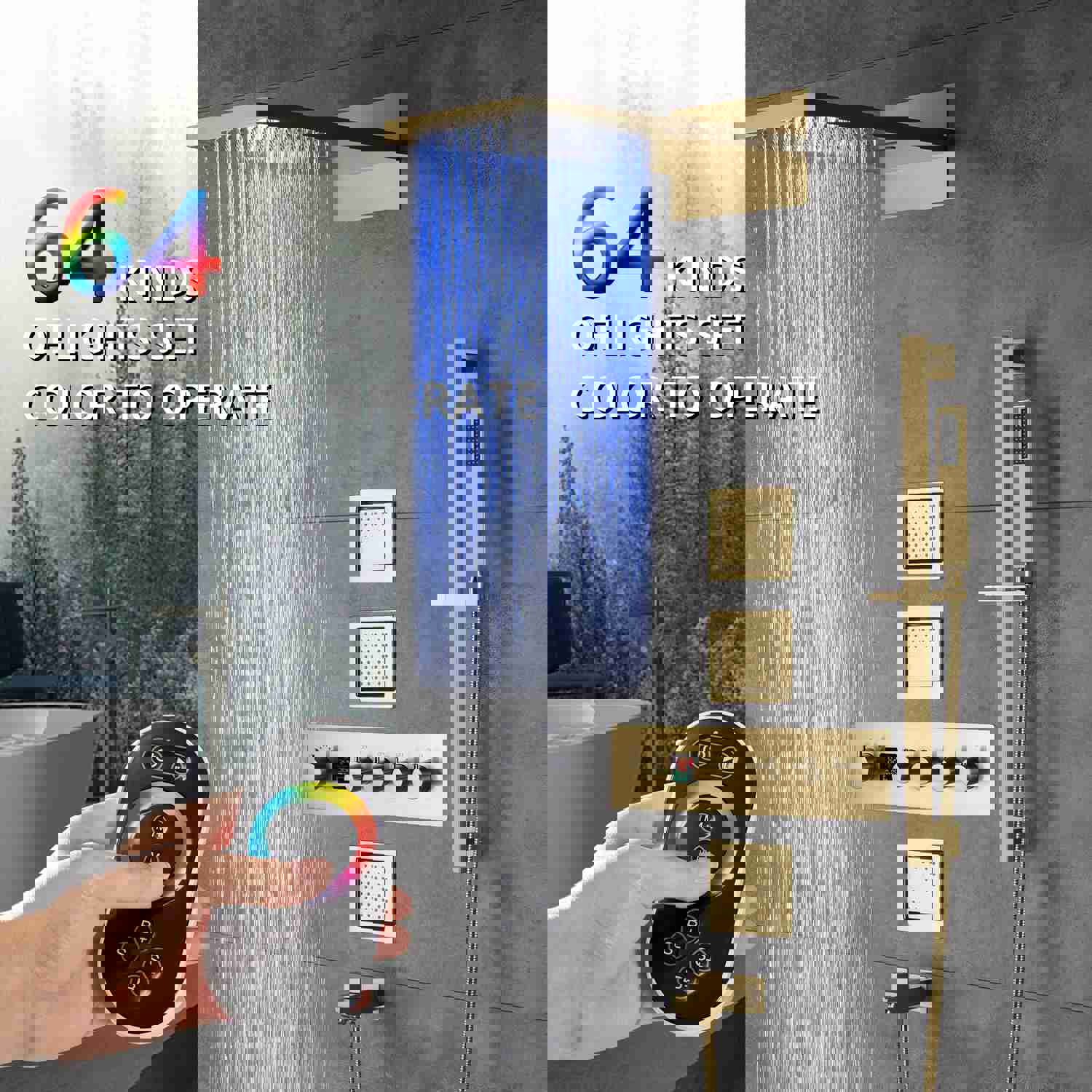 ARIAL Rainfall Waterfall Wall Mounted Thermostatic LED Music Shower System