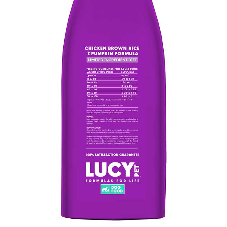 Lucy Pet Chicken, Brown Rice & Pumpkin, Dry Dog Food - Limited Ingredient Diet for Sensitive Stomachs