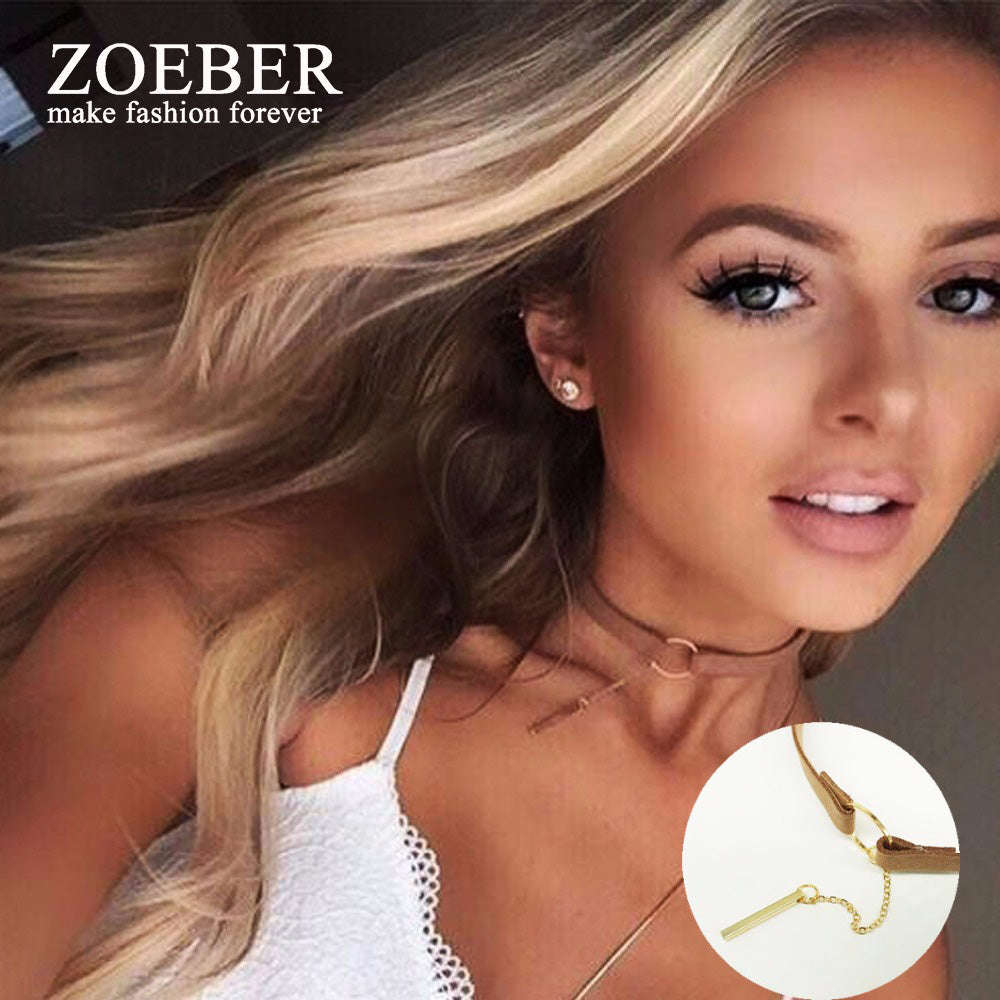 ZOEBER Black Brown Circle Velvet Choker Necklace - Gothic Women Fashion Collar