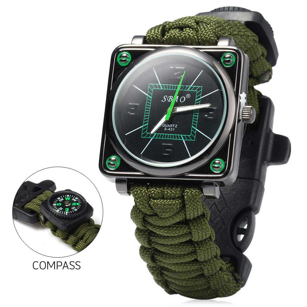 Men's Outdoor Survival Watch with Compass and Emergency Features