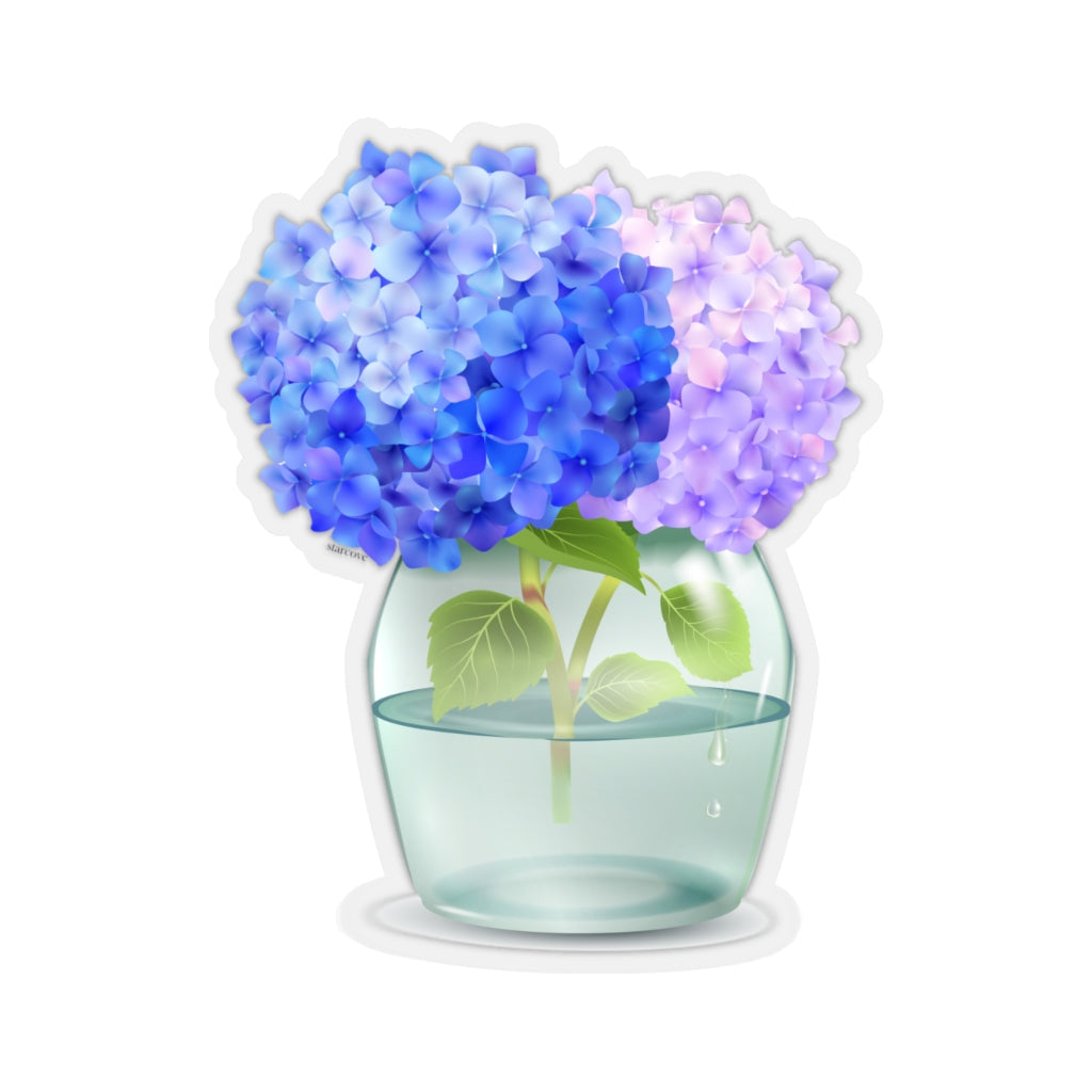Hydrangea in Jar Sticker - Trendy Flower Decal for Laptop, Water Bottle, Tumbler, and Wall