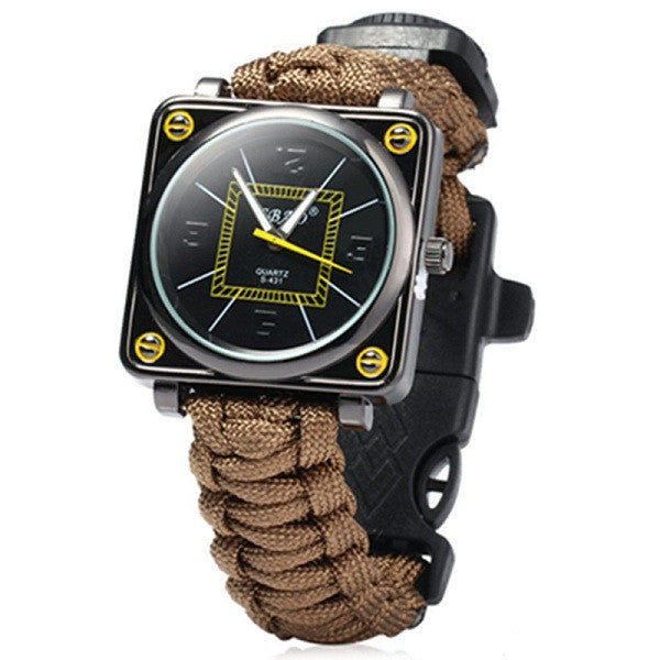 Men's Outdoor Survival Watch with Compass and Emergency Features