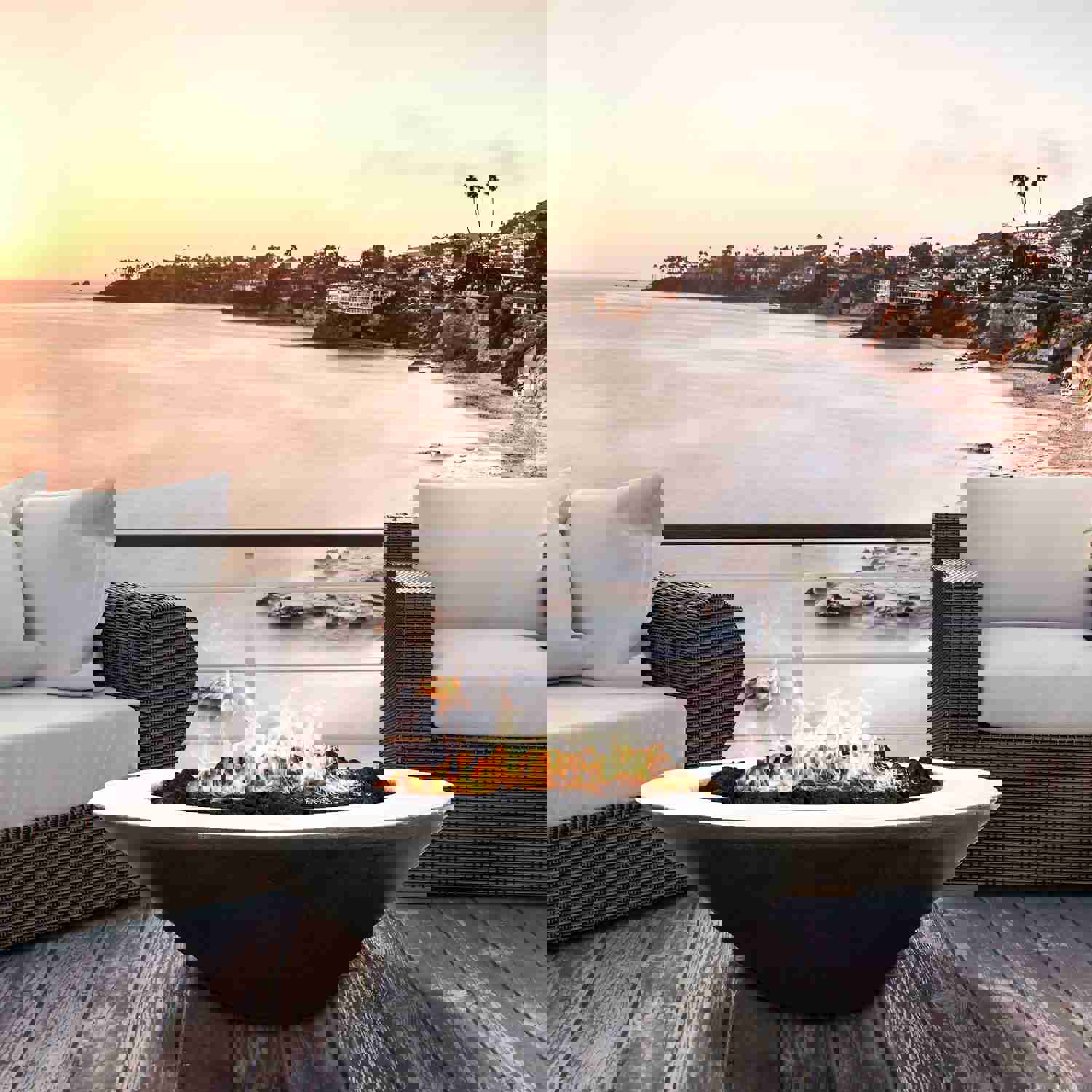 Prism Hardscapes Embarcadero Gas Fire Pit - Outdoor Heating Solution