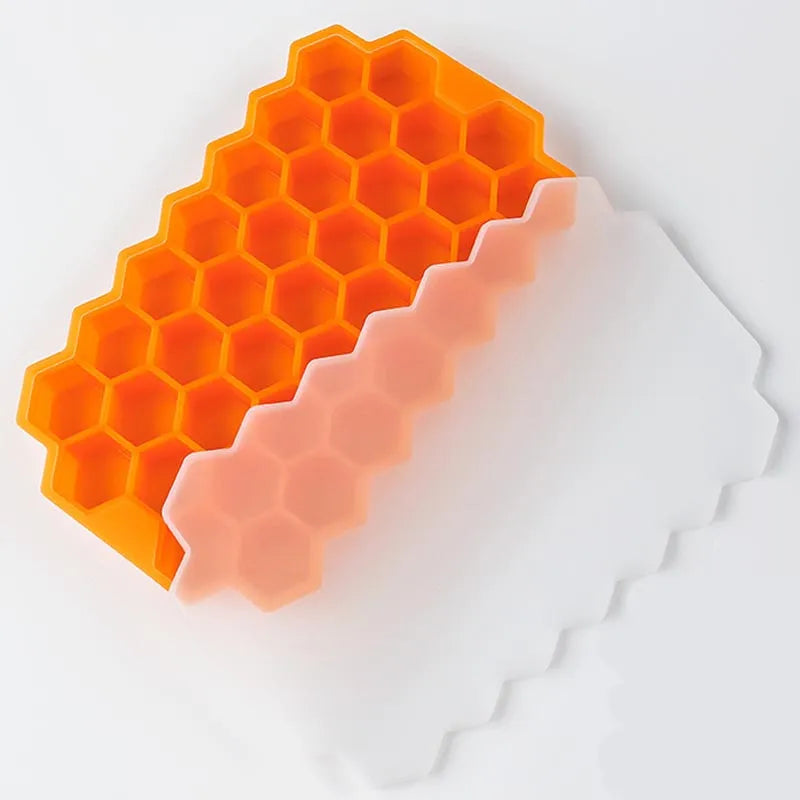 Honeycomb Ice Cube Trays Reusable Silicone Mold BPA Free with Removable Lids