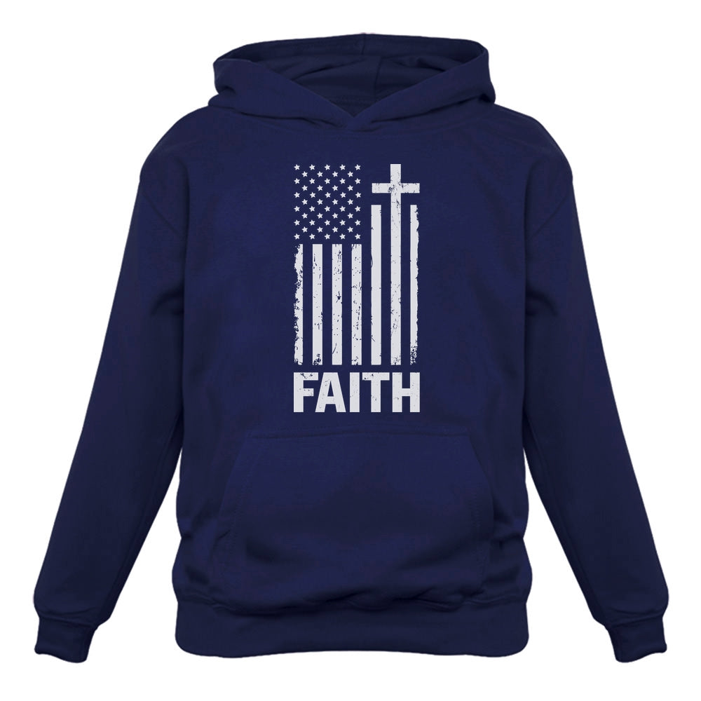 Christian Distressed White USA Flag Hoodie