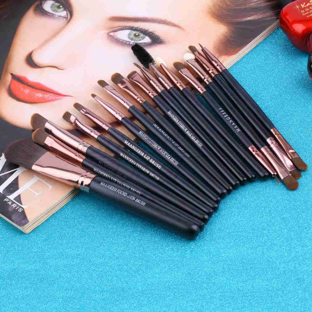 15pcs Makeup Brush Set - Eye Shadow, Foundation, Eyebrow & Lip Brushes