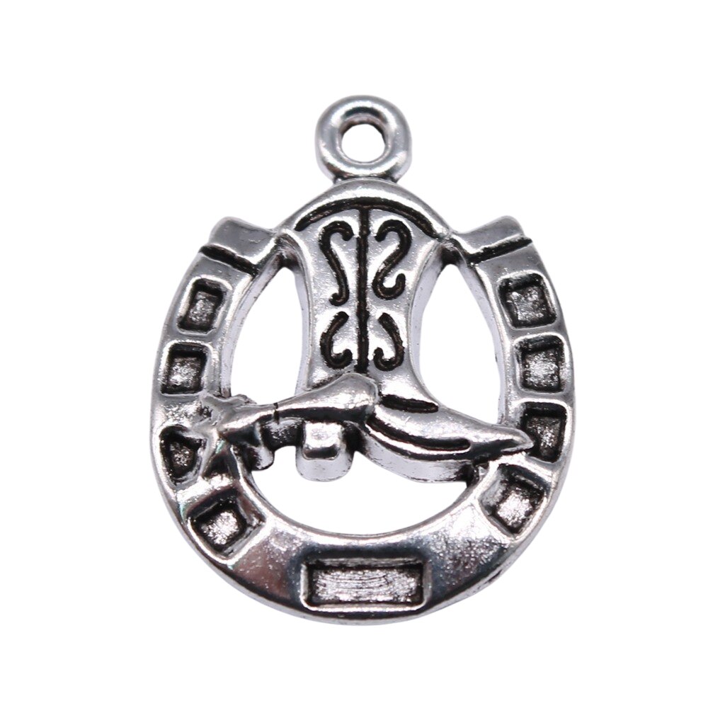 WYSIWYG 10pcs 4 Colors 25x19mm Cowboy Boots Horse Shoe Charms For Jewelry Making DIY Jewelry Findings
