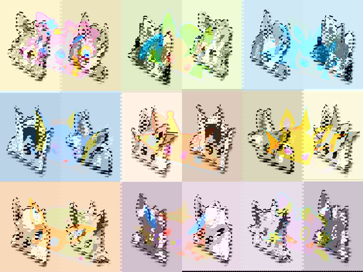 Eeveelution Peekers - Reflective PVC Vinyl Decals for Cars, Laptops, and More