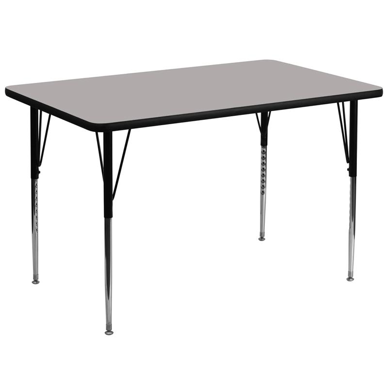 Flash Furniture 36W x 72L Rectangular Grey HP Laminate Activity Table with Adjustable Legs