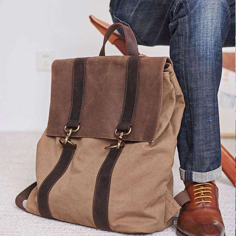 Canvas Mens Cool Backpack - Durable Travel & School Bag for Men