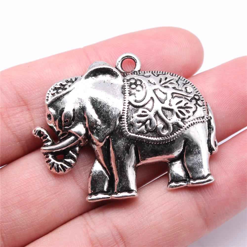WYSIWYG 5pcs Elephant Charms for DIY Jewelry Making - Antique Silver Alloy Pendants