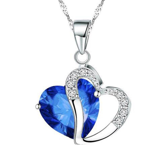 TOMTOSH Fashion Heart Crystal Pendant Necklace for Women - Trendy Romantic Jewelry Gift
