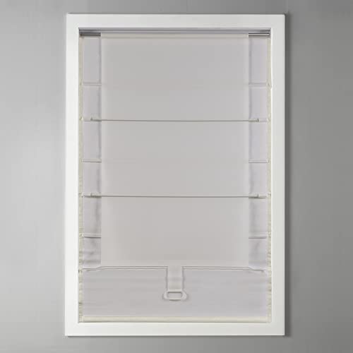 Madison Park Cordless Roman Shades - Como Ivory, 35x64, Room Darkening, Thermal Insulated